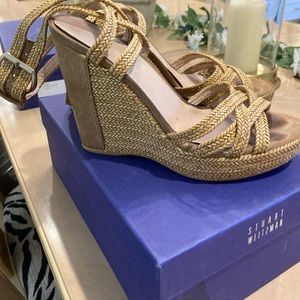 Stuart Weitzman leather braided wedge